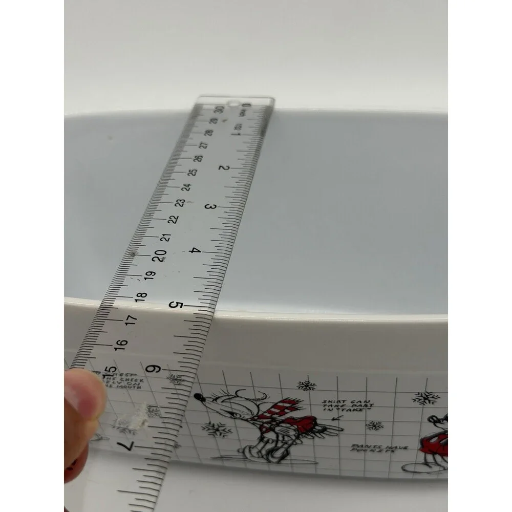 Disney Mickey Minnie Mouse Christmas Sketchbook Loaf Pan Bowl Porcelain
